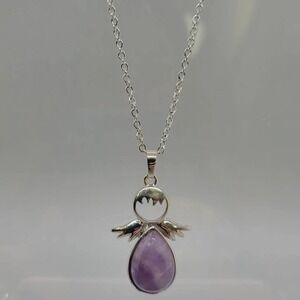 Angel Pendent Amethyst Necklace, February Birthstone
